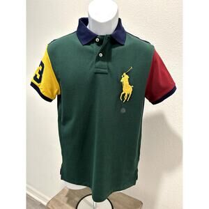 Polo Ralph Lauren Men Custom Slim Fit Big Pony Mesh Polo Shirt Small 100% Cotton